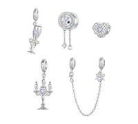 BRBRB Breloques de table romantiques françaises à faire soi-même - Argent sterling S925 compatible avec les bracelets Pandora/Biagi Cadeaux de luxe for anniversaires, Noël et anniversaires(Set)