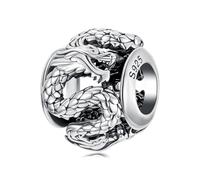 BRBRB Breloques dragon et phénix en argent sterling S925 - Perles de mythologie chinoise DIY compatibles avec Pandora, Biagi, Troll et Chamilia | Création de bijoux culturels hypoallergéniques(SCC3079