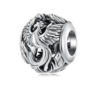 BRBRB Breloques dragon et phénix en argent sterling S925 - Perles de mythologie chinoise DIY compatibles avec Pandora, Biagi, Troll et Chamilia | Création de bijoux culturels hypoallergéniques(SCC3078