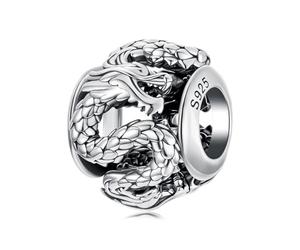 BRBRB Breloques dragon et phénix en argent sterling S925 - Perles de mythologie chinoise DIY compatibles avec Pandora, Biagi, Troll et Chamilia | Création de bijoux culturels hypoallergéniques(SCC3079