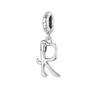 BRBRB Breloques lettres teckel en argent sterling S925 - Perles alphabet ludiques à faire soi-même, compatibles avec Pandora, Biagi, Troll et Chamilia | Bijoux hypoallergéniques personnalisés(R)