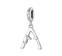 BRBRB Breloques lettres teckel en argent sterling S925 - Perles alphabet ludiques à faire soi-même, compatibles avec Pandora, Biagi, Troll et Chamilia | Bijoux hypoallergéniques personnalisés(A)