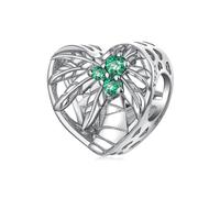 BRBRB Charm double face en argent sterling S925, motif palmier et plage - Perle à faire soi-même sur le thème de l'océan, compatible avec Pandora, Biagi, Troll et Chamilia | Bijoux d'été hypoallergéni