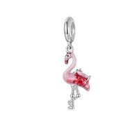 BRBRB Charm flamant rose en argent sterling S925 - Élégant pendentif oiseau DIY compatible avec Pandora, Biagi, Troll et Chamilia | Bijoux hypoallergéniques inspirés de la liberté