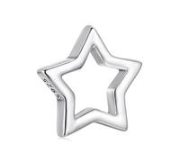 BRBRB Ensemble de perles à breloques en argent sterling S925 - Breloques cœur, patte, étoile et trèfle avec bracelet ajustable | Compatible avec Pandora, Biagi, Troll et Chamilia(Star BSC1140)