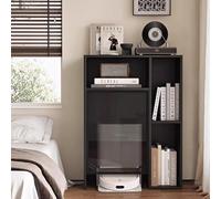 BRCYKRWY Armoire de Rangement pour balayeuse,Armoire cachée pour Robot aspirateur avec Portes,avec 3 étagère Ouverte et Une pour Bar à Eau,Table d'appoint(Nero,90x40x95cm/35x16x37in)