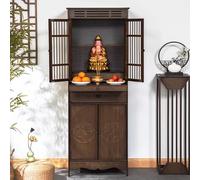 BRCYKRWY Buddha Altar Table with Storage for Home,Prayer Altar,Personal Shrine Stand,Chinese Style Floor Shrine Stand with Carved Design,for Storage Altar Cabinet for Worship & Prayer