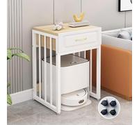 BRCYKRWY Meuble de Rangement Caché pour Aspirateur Robot,Rangement pour aspirateur Robot, Table de Chevet avec poulie, Cadre en Acier Robuste avec Plateau en Bois(Giallo,20x16x31in/50x40x80cm)