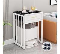 BRCYKRWY Meuble de Rangement Caché pour Aspirateur Robot,Rangement pour aspirateur Robot, Table de Chevet avec poulie, Cadre en Acier Robuste avec Plateau en Bois(Nero,20x16x31in/50x40x80cm)