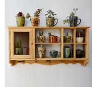 BRCYKRWY Support Mural pour Tasses Étagère en Bois Massif,présentoir d'objets de Collection,for service à thé,étagère de curiosités suspendue,armoire flottante(Natural 2)
