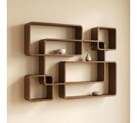 BRCYKRWY Support Tasse A Cafe, éTagèRes Flottantes,PréSentoir De ThéIèRe en Bois Vintage,Étagères Flottantes Multi-emplacements pour Cuisine et Salon(37.4x28x4.7in/95x71x12cm)