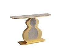 BRCYKRWY Table D'Entrée avec Plateau en Pierre, Console D'Entrée Étroite avec Pieds en Fer, Table D'Appoint Multifonctionnelle avec Cadre en Métal&Design(Gold+Gray,100cm/39.3in)