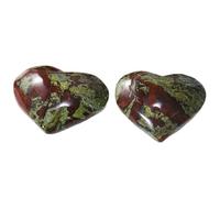 BRDECOR 2pcs guérison du cœur en Forme de Coeur en Forme d'amour Jasper de Sang de Dragon Naturel Reiki équilibrer Les Cristaux de Chakra de Pierre,60~70mm