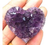 BRDECOR Coeur cristallin d'améthyste Guérison Géodes de grappes de Cristaux Pierres de Roche brutes Nature Amethyst Gemstone Spécimen pour décoration de Maison Reiki Healing Meditation,4~5cm