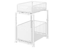 BRDQIMC Panier Coulissant Double Couche For Évier, Organisateur De Placard À Plusieurs Niveaux For Épices, Collations Et Bouteilles(WHITE)