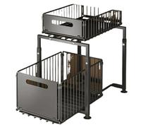 BRDQIMC Panier Coulissant Double Couche For Évier, Organisateur De Placard À Plusieurs Niveaux For Épices, Collations Et Bouteilles(Black)