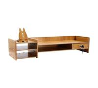 BRDQIMC Support for Écran D'ordinateur avec Tiroir Verrouillable, Étagère De Bureau en Bois for Ordinateurs Portables/de Bureau - Usage Bureautique Et D'étude