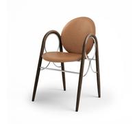 Brdr. Chaise de Salle à Manger Krüger Arcade avec Structure en Métal Chrome et Chêne Fumé et Revêtement en Cuir Cognac