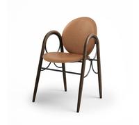 Brdr. Chaise de Salle à Manger Krüger Arcade Structure en Métal Noir et Chêne Fumé avec Revêtement en Cuir Cognac