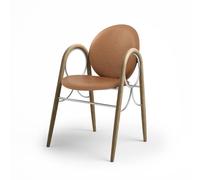 Brdr. Krüger Arcade Chaise de Salle à Manger Structure en Métal Chrome et Chêne avec Revêtement en Cuir Cognac
