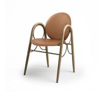 Brdr. Krüger Arkade Chaise de Salle à Manger Structure En Métal Laiton Et Chêne Avec Revêtement En Cuir Brandy