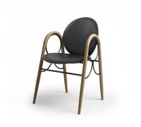 Brdr. Krüger Arkade Chaise de Salle à Manger Structure en Métal Noir et Chêne avec Revêtement en Cuir Noir