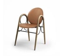 Brdr. Krüger Arkade Chaise De Salle à Manger Structure En Métal Noir Et Chêne Avec Revêtement En Cuir Brandy