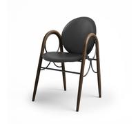 Brdr. Krüger Arkade Chaise De Salle à Manger Structure En Métal Noir Et Chêne Fumé Avec Revêtement En Cuir Noir