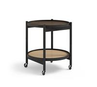 Brdr. Table Plateau Krüger Bølling Ø50 Bois de Chêne Peint en Noir avec Plaques en Beige/Brun