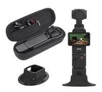 BRDRC Kit d'accessoires 2 en 1 Osmo Pocket 3, étui de transport, support de bureau pour DJI Osmo Pocket 3 Creator Combo, sac de rangement rigide portable, support de voyage antidérapant, adaptateur de