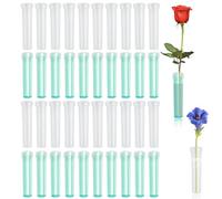 BRDXOOL Lot de 40 tubes de décoration florale, transparents, avec couvercle, en plastique, pour décoration d'arrangements floraux, réutilisables (deux couleurs)