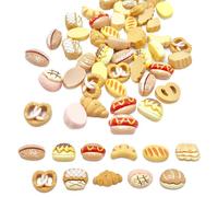 BRDXOOL Lot de 50 accessoires miniatures pour maison de poupée Pain miniature, hamburger, hot dog, mini cuisine kit de pâtisserie décoration bricolage scène créative micro paysage petits ornements