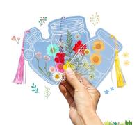 BRDXOOL Marque-page transparent avec fleurs séchées faites à la main - Marque-page mignon avec clip floral - Convient pour les livres, agendas, cadeaux de scrapbooking