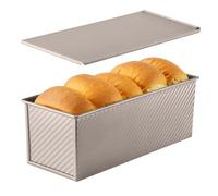 Bread Baking Pan - Carbon Steel Loaf Mold, Corrugated Design with Lid Feature, Non Stick Pan, Bakeware Tool, Professional Kitchen Accessory for Improving Sandwich Bread And Loaf Baking Consistency