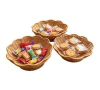 Bread Baskets For, Serving 3 Pieces, Imitation Rattan Woven, Fruit Tray | Tea Table Serving Tray Home Living Room Bedroom Kitchen Dining Room Entryway Countertop Coffee Table Shop Store