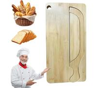 Bread Bow Knife and Board Set,Wood Manual Bread Slicer,Stainless Steel Blade Bread Cutter,With Matching Crumb Tray,Rustic Farmhouse Kitchen Tool,for Bagels, Artisan Bread, and Loaves (Wood Color)