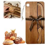 Bread Bow Knife and Cutting Board Set,8 Inch Serrated Bread Knife with Cutting Board,Stainless Steel Breads Cutter Set,Left Right Handed Design,Kitchen Tool for French Baguettes,Bagels (Brown)