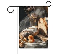 Bread in Bakery Drapeaux de jardin 30,5 x 45,7 cm Double face Drapeau extérieur Drapeau de cour d'été Drapeau floral de bienvenue Drapeaux de jardin saisonniers Décorations de vacances