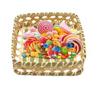 Bread Serving Baskets, Woven Vegetable Tray, 7.48x1.38in Decorative Flat Bottom, Washable Food Safe, Lightweight Natural Design for Cakes Buns, Onion Fruits, Candy, Party, Table Use