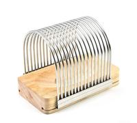 Bread Slicer Stainless Steel Oak Wood Non-Slip Base(silver)