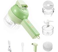 Breadom Ensemble de Coupe-légumes électrique Portable 4 en 1, Hachoir à légumes, trancheuse à ail, Hachoir à oignons, Mini trancheuse et Hachoir pour ail, Piment, Oignon, céleri, Gingembre, Viande()