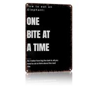 Break It Down One Bite at a Time Metal Tin Sign Elephant Quote Motivational Saying Office Wall Plaque 8 X 12 inch