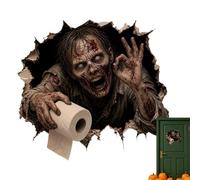Break Through Wall Toilet Tank Sticker - Spooky Halloween Bathroom Decal | Holiday Horror Bathroom Decal - Easy-to-apply, Removable Vinyl For Decorating Restrooms For Halloween