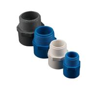 BREAKA Adaptateur de Tuyau d'eau en PVC for raccords de Tubes d'irrigation de Jardin, connecteur fileté en 20/25/32/40/50 Mm, 2 pièces PVC 1/2 "3/4" 1 "1.5" (Color : Grey, Size : 1 inch-32mm)