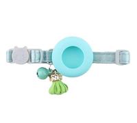 Breakaway - Collier Bobo pour chat avec support AirTag, collier réglable avec clochette et pompon, collier de suivi de sécurité anti-perte pour chatons, petits chiens (bleu ciel B, série bleu ciel)