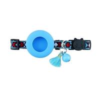 Breakaway - Collier Bobo pour chat avec support AirTag, collier réglable avec clochette et pompon, collier de suivi de sécurité anti-perte pour chatons, petits chiens (bleu A, série bleue)