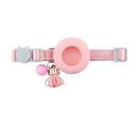 Breakaway - Collier Bobo pour chat avec support AirTag, collier réglable avec clochette et pompon, collier de suivi de sécurité anti-perte pour chatons, petits chiens (rose D, série rose)
