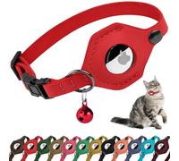 Breakaway Collier pour chat Airtag avec clochette amovible - Collier en cuir souple avec support Apple Air Tag - Colliers GPS réglables pour fille, garçon, chat, chaton, chiot - Léger, mignon et
