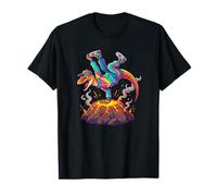 Breakdance T Rex on Erupting Volcan Dinosaure T-Shirt
