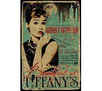 Breakfast at Tiffanys Audrey Hepburn Poster Panneaux d’étain Vintage Affiche de métal rétro Plaque de Panneau Mur Art décor 8×12 Pouces